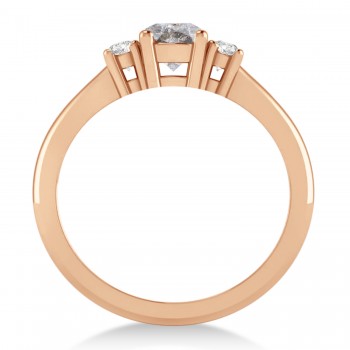 Round Salt & Pepper & White Diamond Three-Stone Engagement Ring 14k Rose Gold (0.60ct)