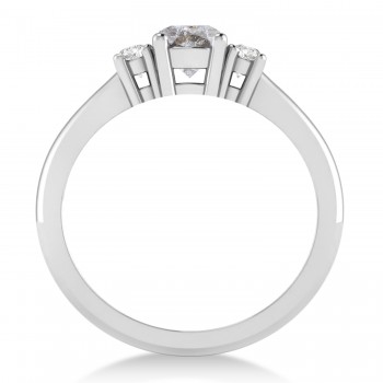 Round Salt & Pepper & White Diamond Three-Stone Engagement Ring 14k White Gold (0.60ct)