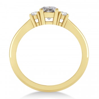 Round Salt & Pepper & White Diamond Three-Stone Engagement Ring 14k Yellow Gold (0.60ct)