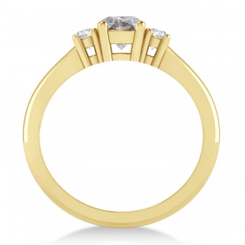 Round Salt & Pepper & White Diamond Three-Stone Engagement Ring 14k Yellow Gold (0.60ct)