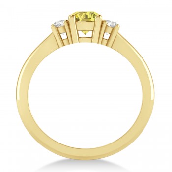 Round Yellow & White Diamond Three-Stone Engagement Ring 14k Yellow Gold (0.60ct)