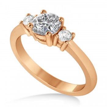 Round Diamond Three-Stone Engagement Ring 14k Rose Gold (0.89ct)