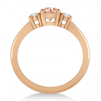 Round Morganite & Diamond Three-Stone Engagement Ring 14k Rose Gold (0.89ct)