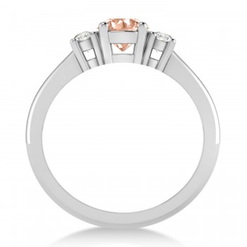 Round Morganite & Diamond Three-Stone Engagement Ring 14k White Gold (0.89ct)