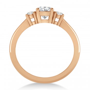 Round Moissanite & Diamond Three-Stone Engagement Ring 14k Rose Gold (0.89ct)