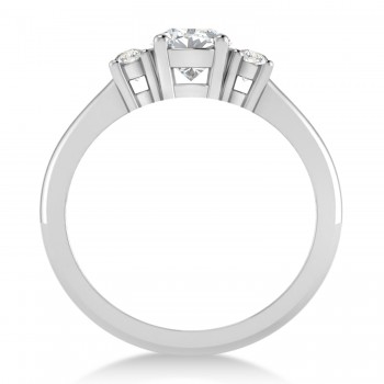 Round Moissanite & Diamond Three-Stone Engagement Ring 14k White Gold (0.89ct)