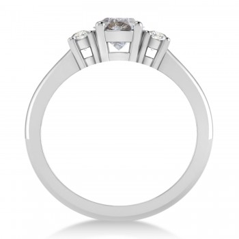 Round Salt & Pepper & White Diamond Three-Stone Engagement Ring 14k White Gold (0.89ct)