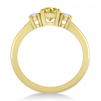 Round Yellow & White Diamond Three-Stone Engagement Ring 14k Yellow Gold (0.89ct)