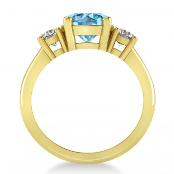 Round 3-Stone Blue Topaz & Diamond Engagement Ring 14k Yellow Gold (2.50ct)