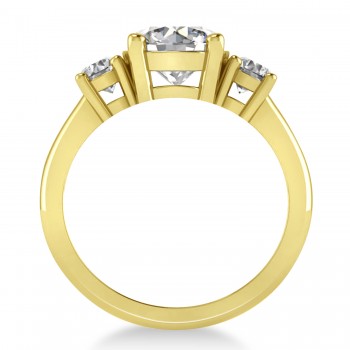 Round 3-Stone Moissanite & Diamond Engagement Ring 14k Yellow Gold (2.50ct)