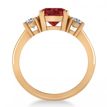 Round 3-Stone Ruby & Diamond Engagement Ring 14k Rose Gold (2.50ct)