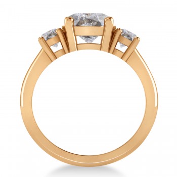 Round 3-Stone Salt & Pepper Diamond Engagement Ring 14k Rose Gold (2.50ct)