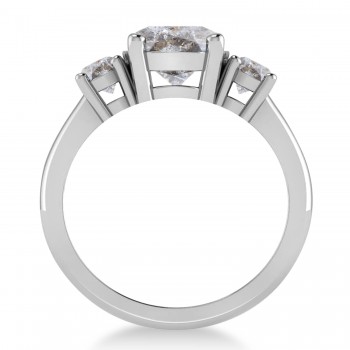 Round 3-Stone Salt & Pepper Diamond Engagement Ring 14k White Gold (2.50ct)