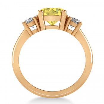 Round 3-Stone Yellow & White Diamond Engagement Ring 14k Rose Gold (2.50ct)