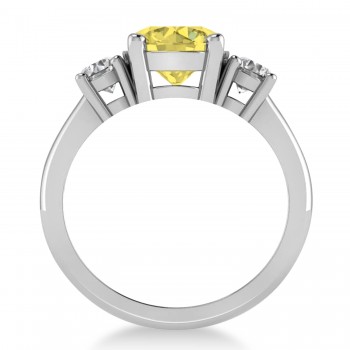 Round 3-Stone Yellow & White Diamond Engagement Ring 14k White Gold (2.50ct)