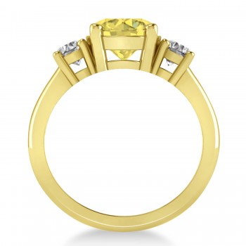 Round 3-Stone Yellow & White Diamond Engagement Ring 14k Yellow Gold (2.50ct)