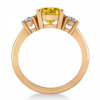 Round 3-Stone Yellow Sapphire & Diamond Engagement Ring 14k Rose Gold (2.50ct)