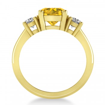 Round 3-Stone Yellow Sapphire & Diamond Engagement Ring 14k Yellow Gold (2.50ct)