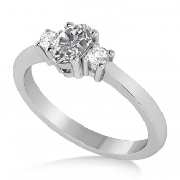 Small Oval Diamond Three-Stone Engagement Ring 14k White Gold (0.60ct)