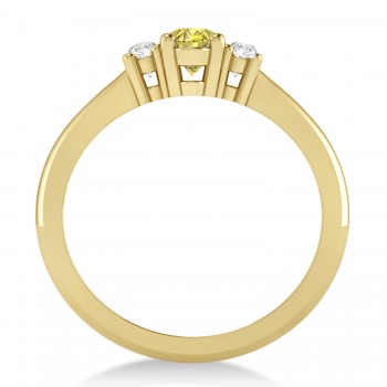 Small Oval Yellow & White Diamond Three-Stone Engagement Ring 14k Yellow Gold (0.60ct)