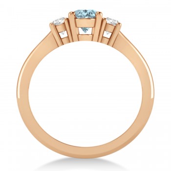 Oval Aquamarine & Diamond Three-Stone Engagement Ring 14k Rose Gold (1.20ct)