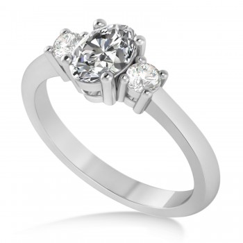 Oval Lab Grown Diamond Three-Stone Engagement Ring 14k White Gold (1.20ct)