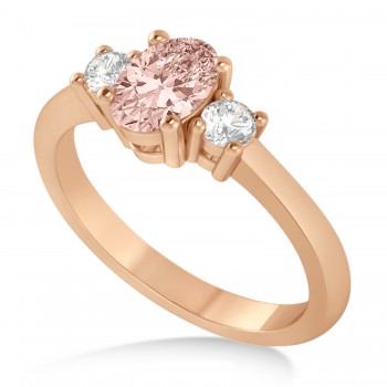 Oval Morganite & Diamond Three-Stone Engagement Ring 14k Rose Gold (1.20ct)