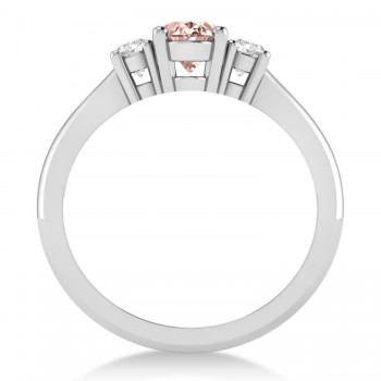 Oval Morganite & Diamond Three-Stone Engagement Ring 14k White Gold (1.20ct)