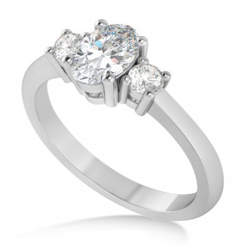 Oval Moissanite & Diamond Three-Stone Engagement Ring 14k White Gold (1.20ct)