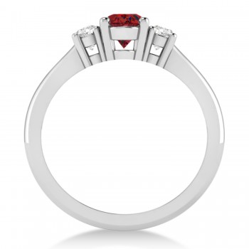 Oval Ruby & Diamond Three-Stone Engagement Ring 14k White Gold (1.20ct)
