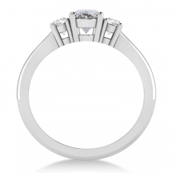 Oval Salt & Pepper & White Diamond Three-Stone Engagement Ring 14k White Gold (1.20ct)