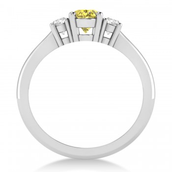 Oval Yellow & White Diamond Three-Stone Engagement Ring 14k White Gold (1.20ct)