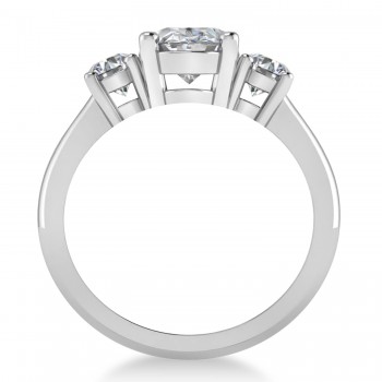 Oval & Round 3-Stone Diamond Engagement Ring 14k White Gold (3.00ct)