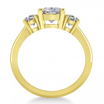 Oval & Round 3-Stone Diamond Engagement Ring 14k Yellow Gold (3.00ct)