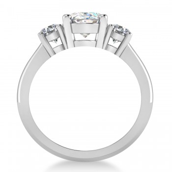 Oval & Round 3-Stone Moissanite & Diamond Engagement Ring 14k White Gold (3.00ct)