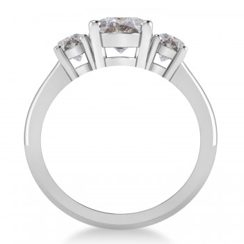 Oval & Round 3-Stone Salt & Pepper Diamond Engagement Ring 14k White Gold (3.00ct)