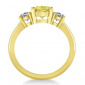 Oval & Round 3-Stone Yellow & White Diamond Engagement Ring 14k Yellow Gold (3.00ct)