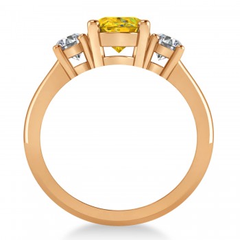 Oval & Round 3-Stone Yellow Sapphire & Diamond Engagement Ring 14k Rose Gold (3.00ct)