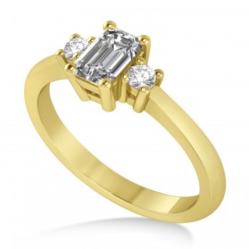 Emerald Diamond Three-Stone Engagement Ring 14k Yellow Gold (0.60ct)