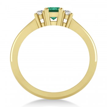 Emerald-Cut Emerald & Diamond Three-Stone Engagement Ring 14k Yellow Gold (0.60ct)