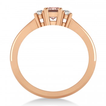 Emerald Morganite & Diamond Three-Stone Engagement Ring 14k Rose Gold (0.60ct)