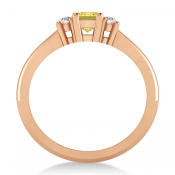 Emerald Yellow & White Diamond Three-Stone Engagement Ring 14k Rose Gold (0.60ct)