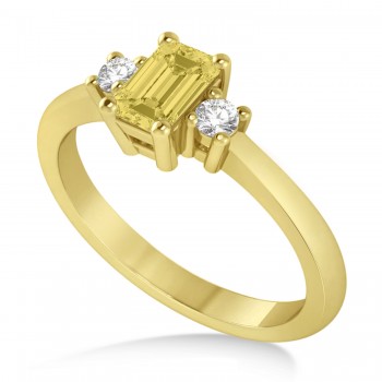 Emerald Yellow & White Diamond Three-Stone Engagement Ring 14k Yellow Gold (0.60ct)