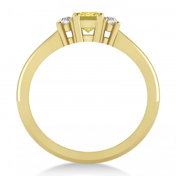 Emerald Yellow & White Diamond Three-Stone Engagement Ring 14k Yellow Gold (0.60ct)