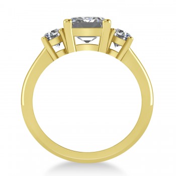 Emerald & Round 3-Stone Diamond Engagement Ring 14k Yellow Gold (3.00ct)