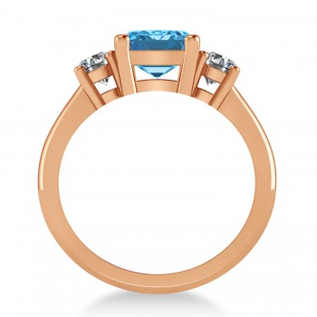Emerald & Round 3-Stone Blue Topaz & Diamond Engagement Ring 14k Rose Gold (3.00ct)