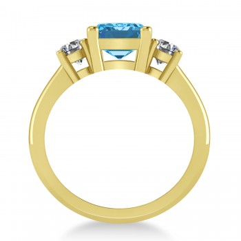 Emerald & Round 3-Stone Blue Topaz & Diamond Engagement Ring 14k Yellow Gold (3.00ct)
