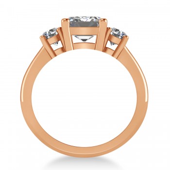 Emerald & Round 3-Stone Moissanite & Diamond Engagement Ring 14k Rose Gold (3.00ct)