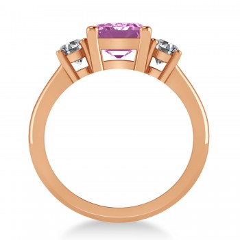 Emerald & Round 3-Stone Pink Sapphire & Diamond Engagement Ring 14k Rose Gold (3.00ct)