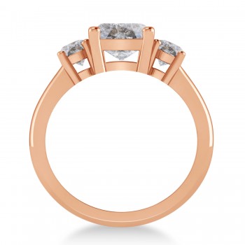 Emerald & Round 3-Stone Salt & Pepper Diamond Engagement Ring 14k Rose Gold (3.00ct)